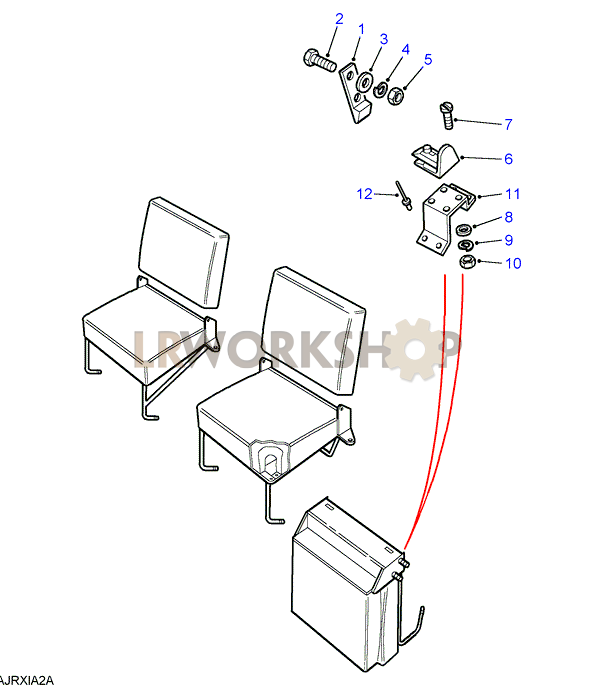 Second Row Seats (Individual) - Latch Mechanism Part Diagram