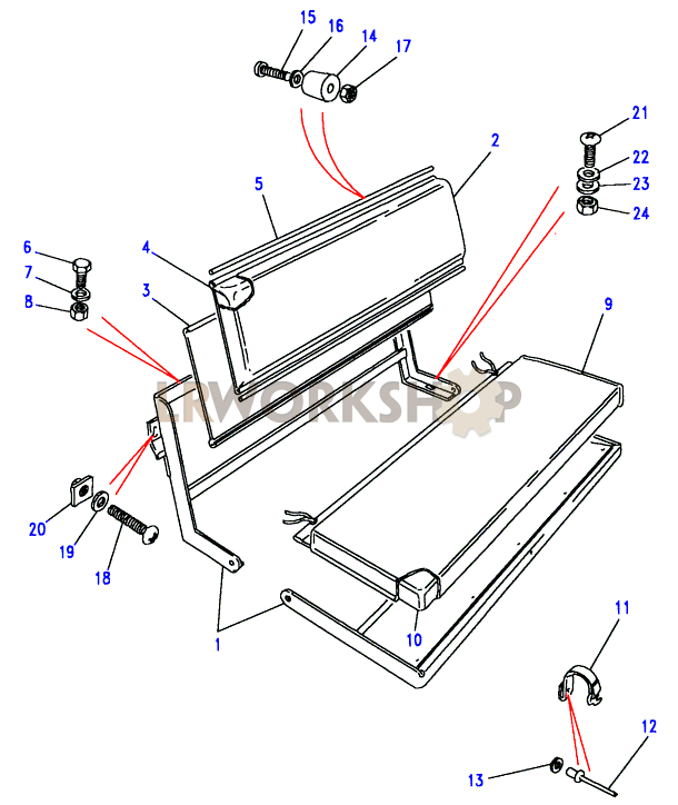 Rear Inward Facing - Two Seater Bench Part Diagram