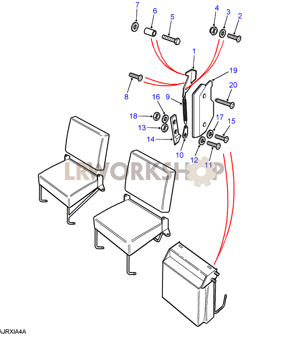 Second Row Seats (Individual) - Squab Latch Part Diagram
