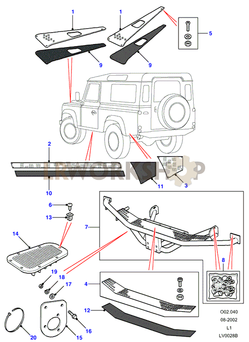 Defender Black - Exterior Trim Part Diagram