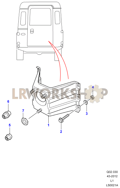 Spare Wheel - Rear End Door Part Diagram