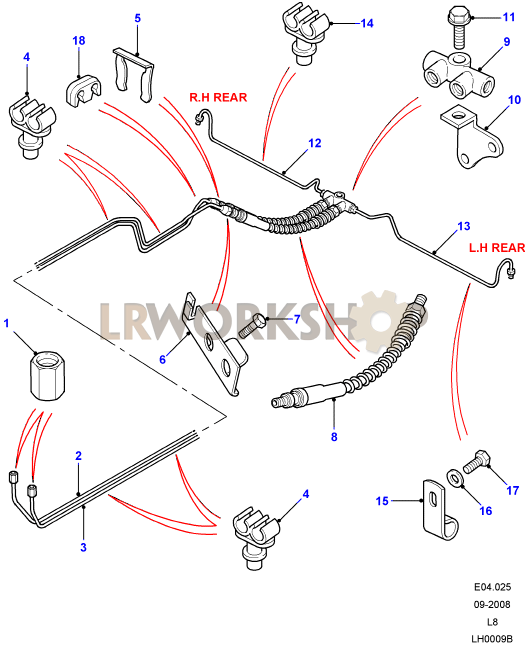 Rear Brake Pipes Part Diagram
