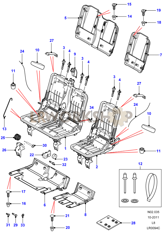 Second Row Seat Frame Part Diagram