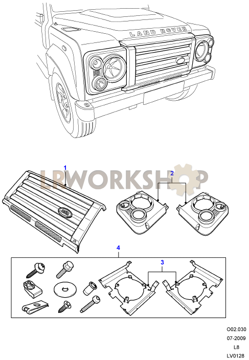 Headlamp Surrounds And Grille Part Diagram