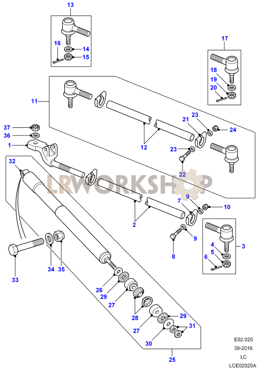 Track Rods & Damper Part Diagram
