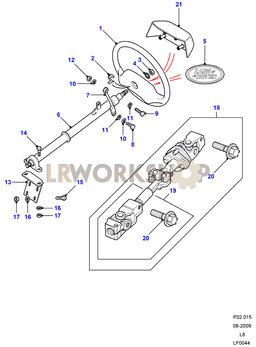 Steering Wheel & Column Part Diagram