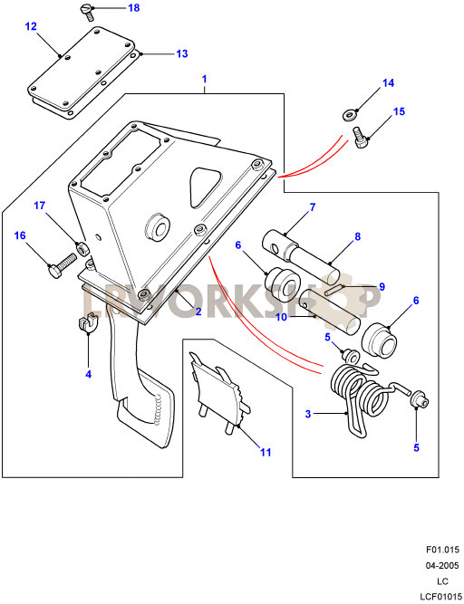 Clutch Pedal Part Diagram