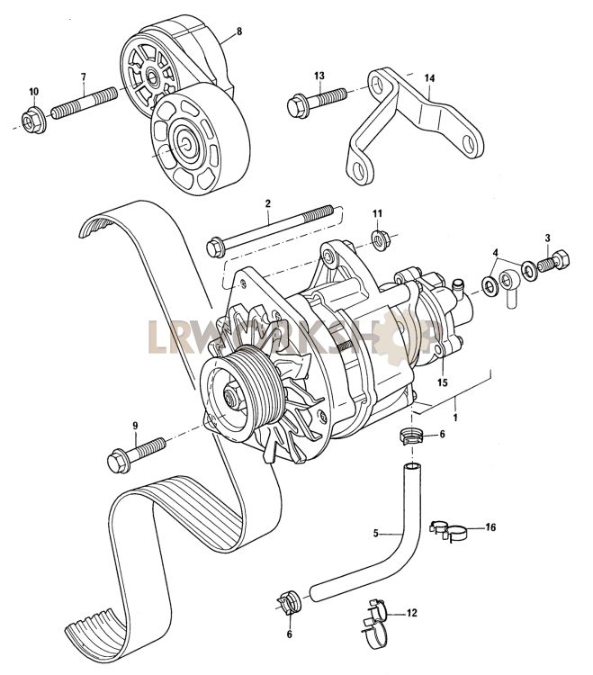Alternator and Auxiliary Belt Part Diagram