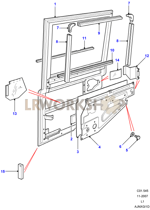 Rear Side Door Assembly Part Diagram