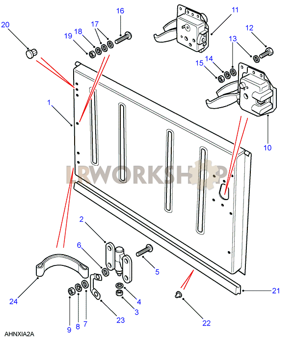Conjunto Puerta de Descarga Inferior - Bisagra Lateral Part Diagram