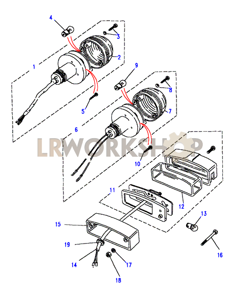 Rear Lamps - Brake/stop, tail and numberplate Part Diagram