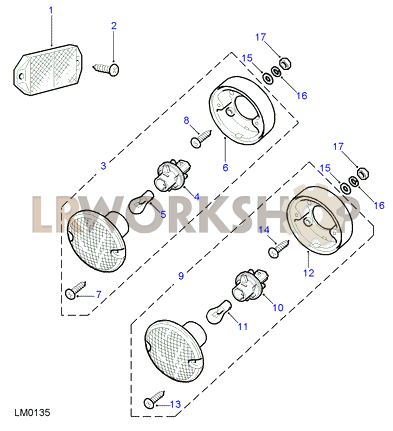 Reflectors, Fog Lamp & Reverse Lamp Part Diagram