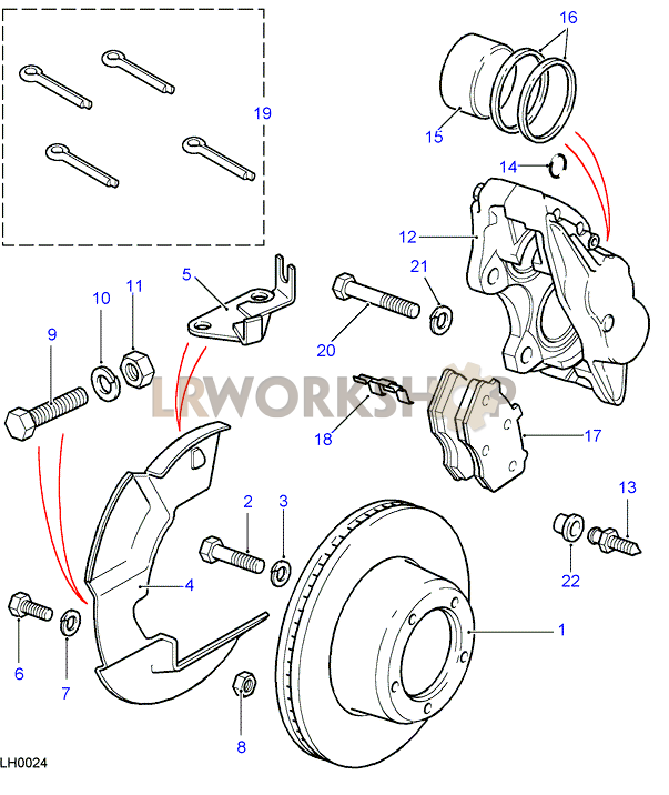 Front Brake Calipers and Discs Part Diagram