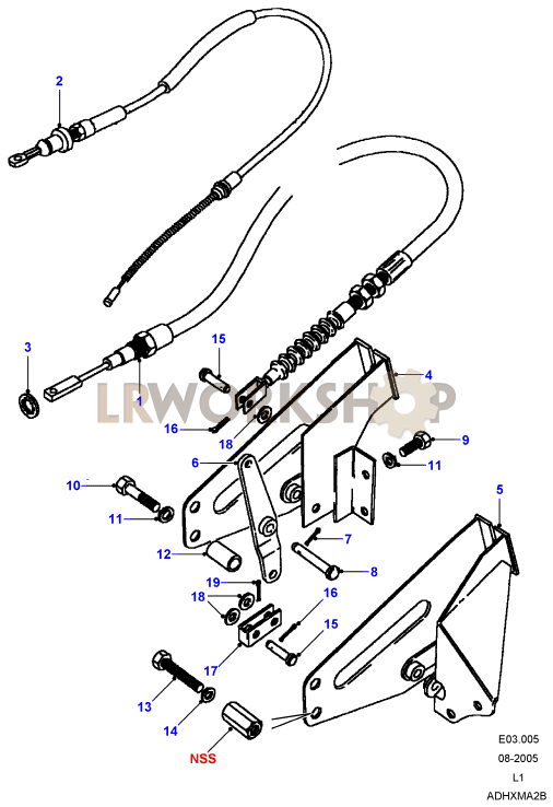 Bearmach Hand Brake Cable Defender 90 & 110 All models from VIN LA935630 to 6A999999 STC1530 SPB500200 