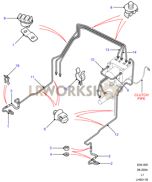 Front brake pipes Part Diagram