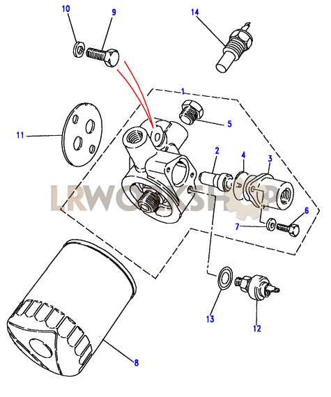 Oil Filter with Oil Cooler Adaptor Part Diagram