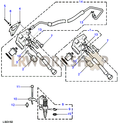 Einspritzventil, Leitungen und Filter Part Diagram