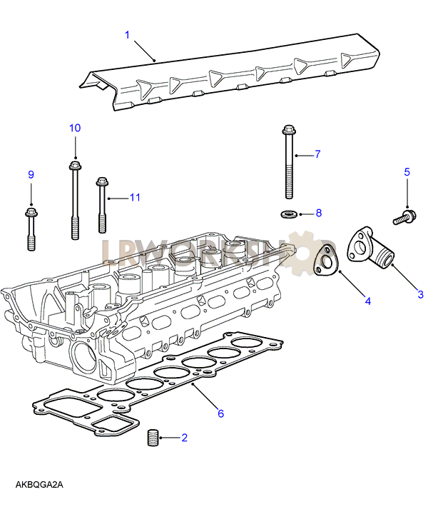 Cylinder Head Bolts & Gasket Part Diagram