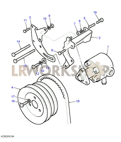 Power Steering Pump & Mountings Part Diagram