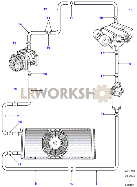 Air Conditioning - Pipes & Hoses (300Tdi AUS) Part Diagram