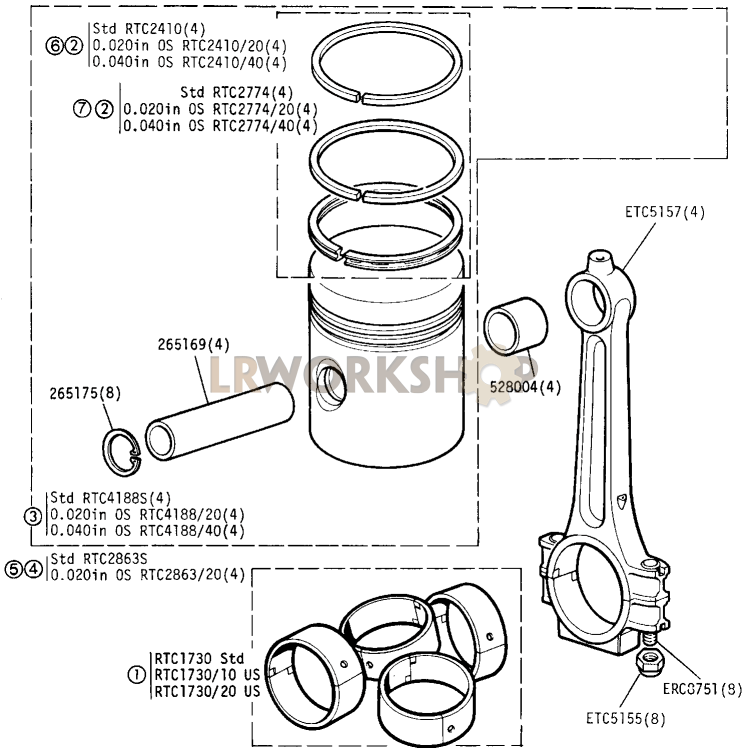 Connecting Rod and Piston Part Diagram