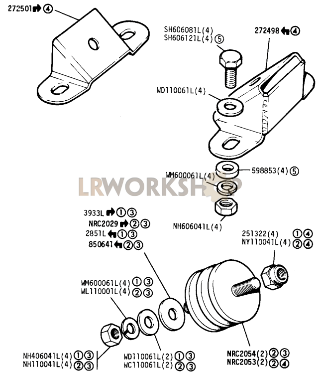 Mountings and Rubbers Part Diagram
