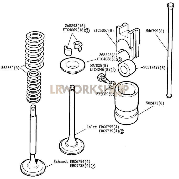 Valves and Tappets Part Diagram