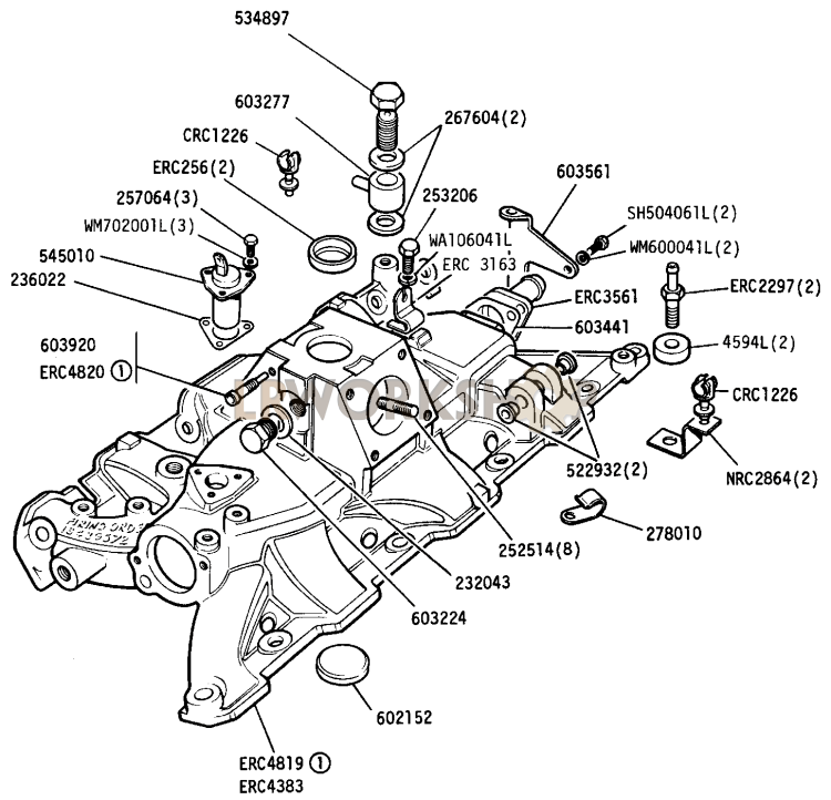 Inlet Manifold and Thermostat Switch Part Diagram