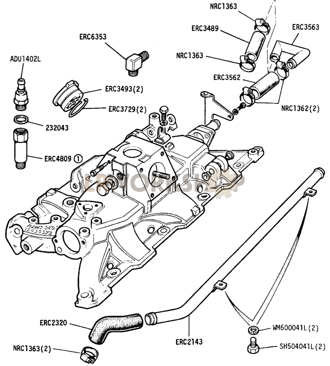 Inlet Manifold pipes and hoses Part Diagram