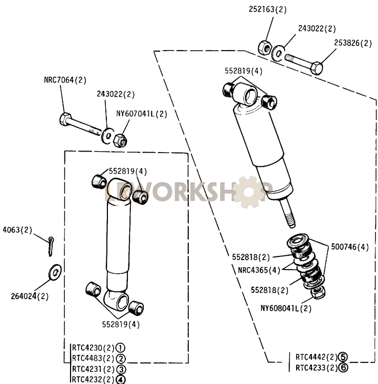 Front and Rear Shock Absorbers Part Diagram