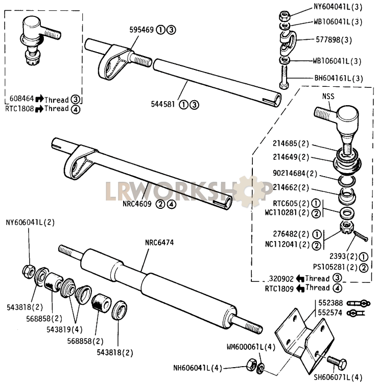 Drag Link Tube Assembly and Steering Damper Part Diagram