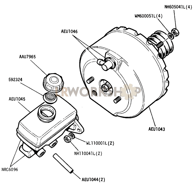 Brake Master Cylinder and Servo Unit Part Diagram