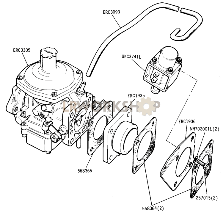 DETOXED ENGINE - Carburetter and Fixings Part Diagram