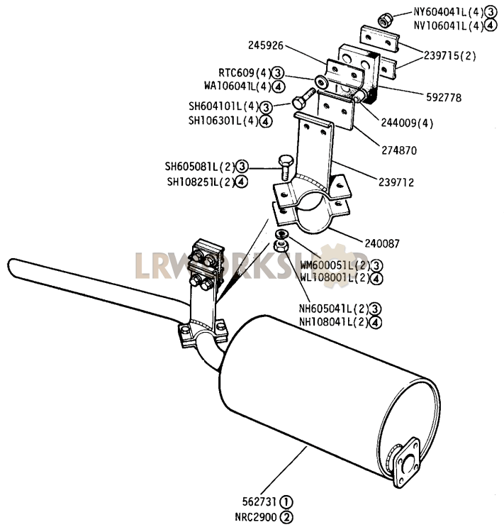 Silencer and Tail Pipe Part Diagram
