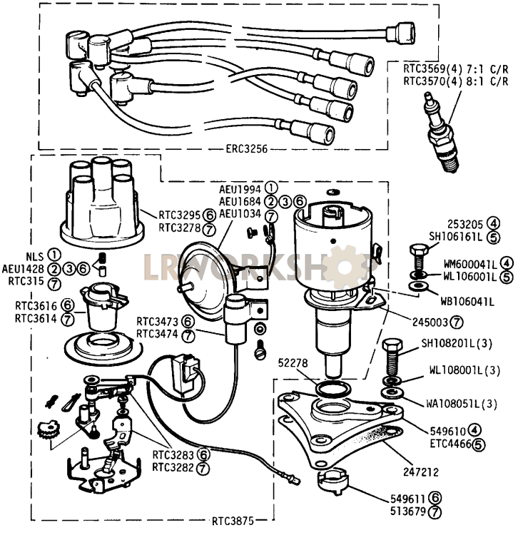 Distributor and High Tension Leads Part Diagram