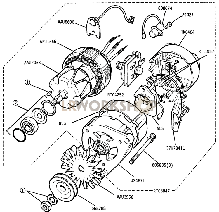 Alternator - 16 ACR 12 Volt 34 Amp Machine Sensed Part Diagram