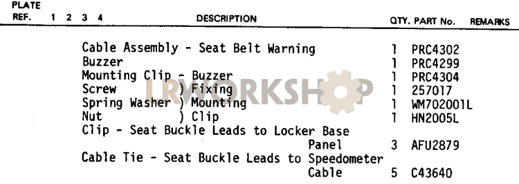 Audible Warning Safety Harness Part Diagram