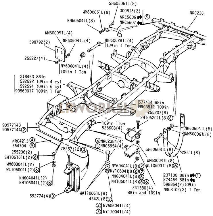 Chassis Frame Brackets Part Diagram