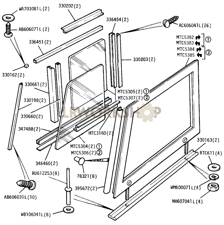 Windows, Channels and Side Screens - Front Door Part Diagram