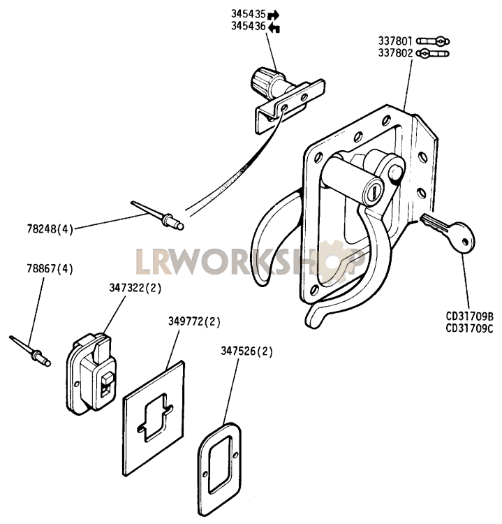 Private Locks and Sliding Window Catch - Front Doors Part Diagram