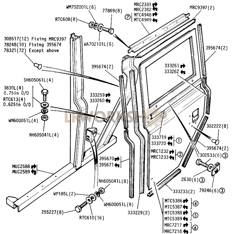 Rear Side Door and Frame Part Diagram