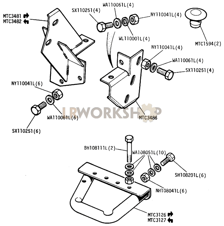 Front and Rear Body Anchor and Rear Bumper Stops Part Diagram