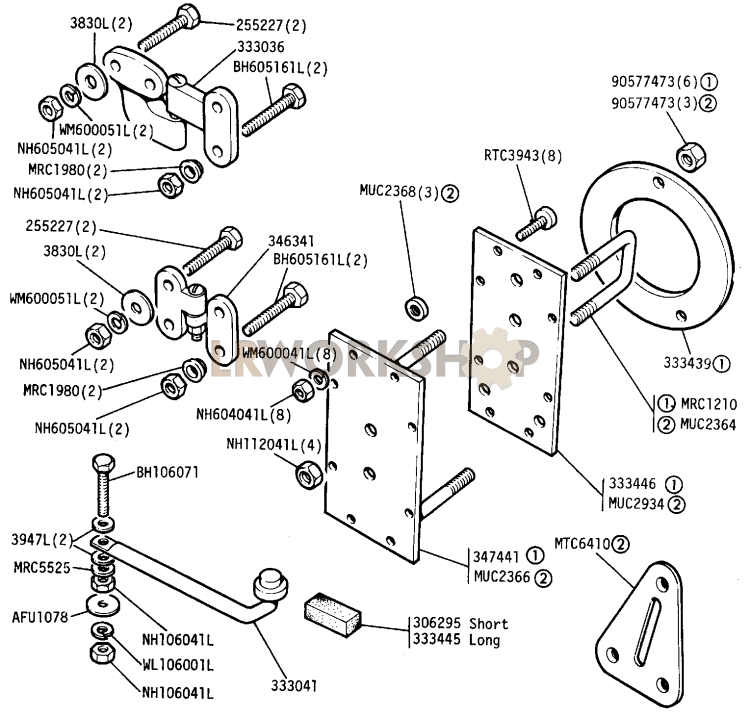 Rear Door Hinges, Check Straps and Spare Wheel Carrier Part Diagram