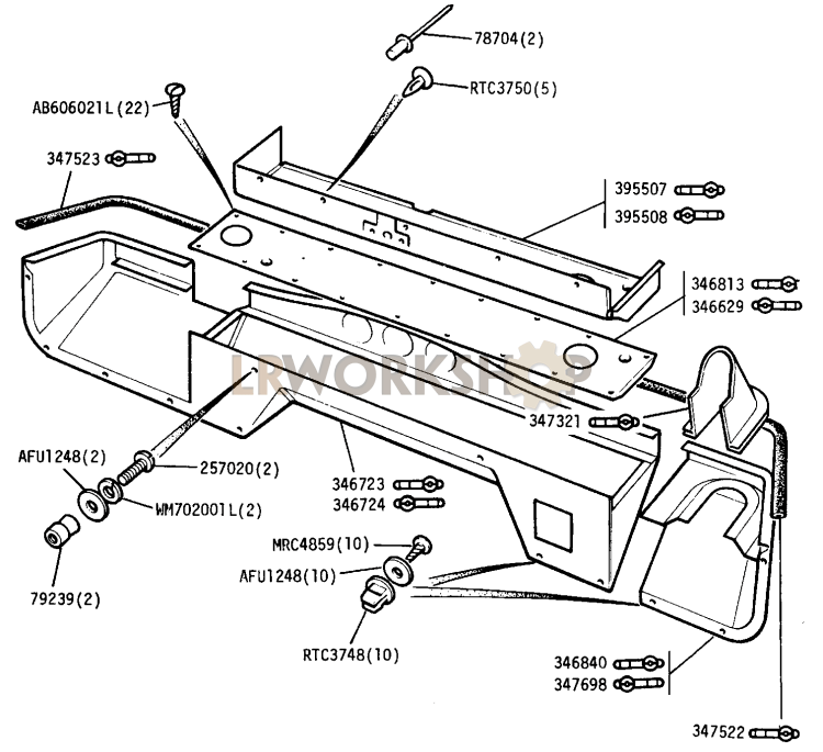 Parcel Tray and Lower Crash Padding Part Diagram