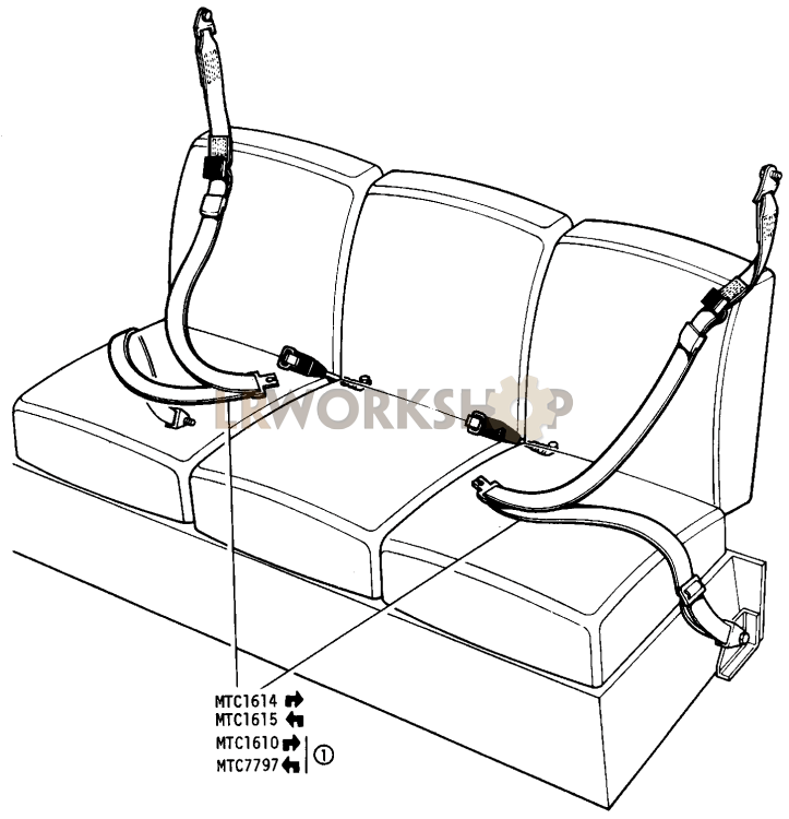 Seat Belts Driver and Passenger - Single Handed Action Part Diagram
