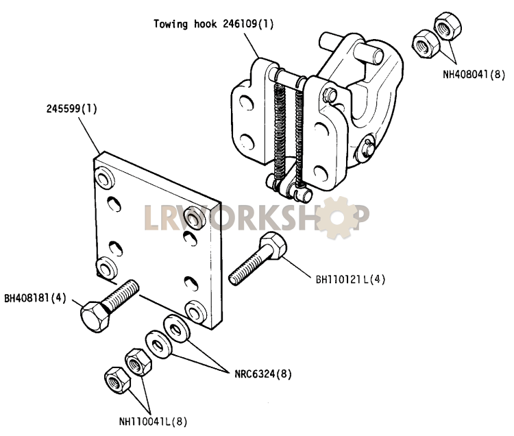 Optional Equipment - Towing Hook and Attachment Plate Part Diagram