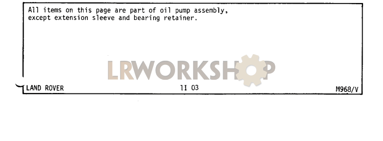 The footnotes for the Front Cover and Oil Pump Part Diagram