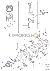 Crankshaft, Pistons and Bearings Part Diagram