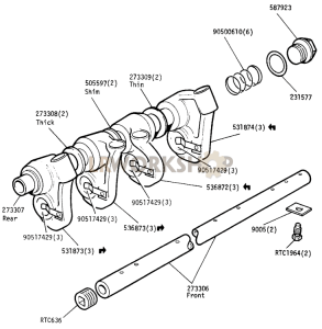 Exhaust Valve Rockers and Inlet Cam Followers Part Diagram