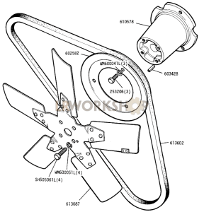Fan Pulley, Hub and Driving Belt (non-viscous type) Part Diagram